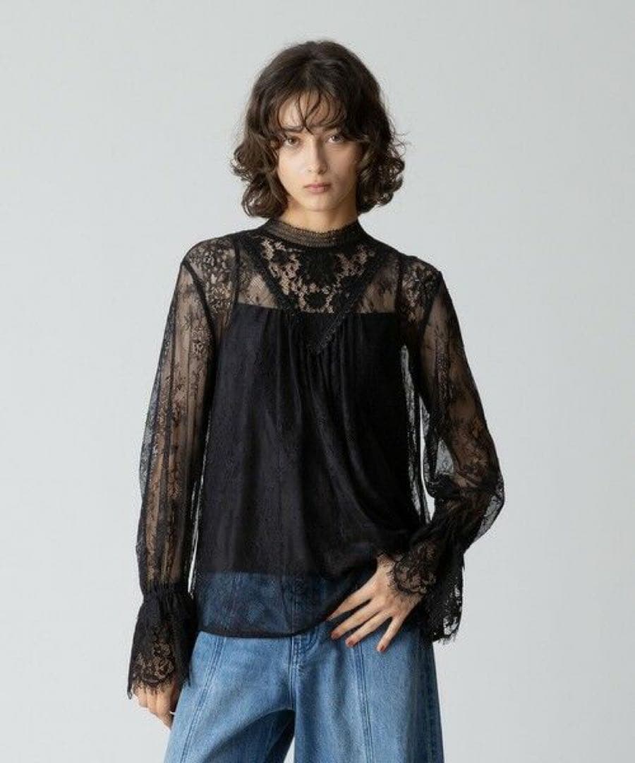新品未使用　アルアバイル　レースBOHOブラウス　ブラック　ルルウィルビー