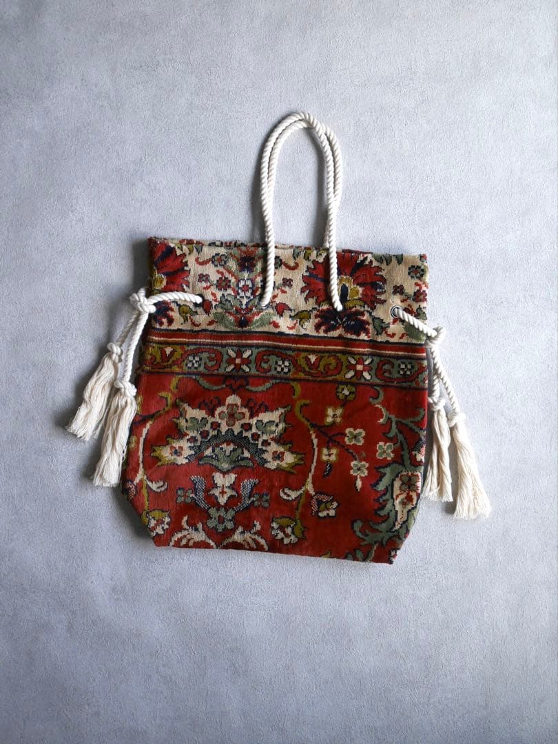 ヴィンテージ柔らかラグリメイク バッグ ロープ持ち手