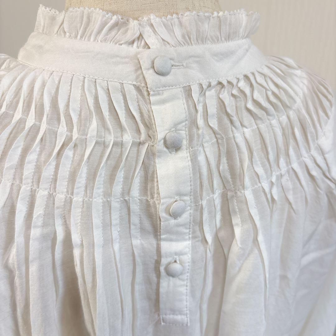 【未使用・タグ付】 スピックアンドスパン コットンボイルタックフリルブラウス