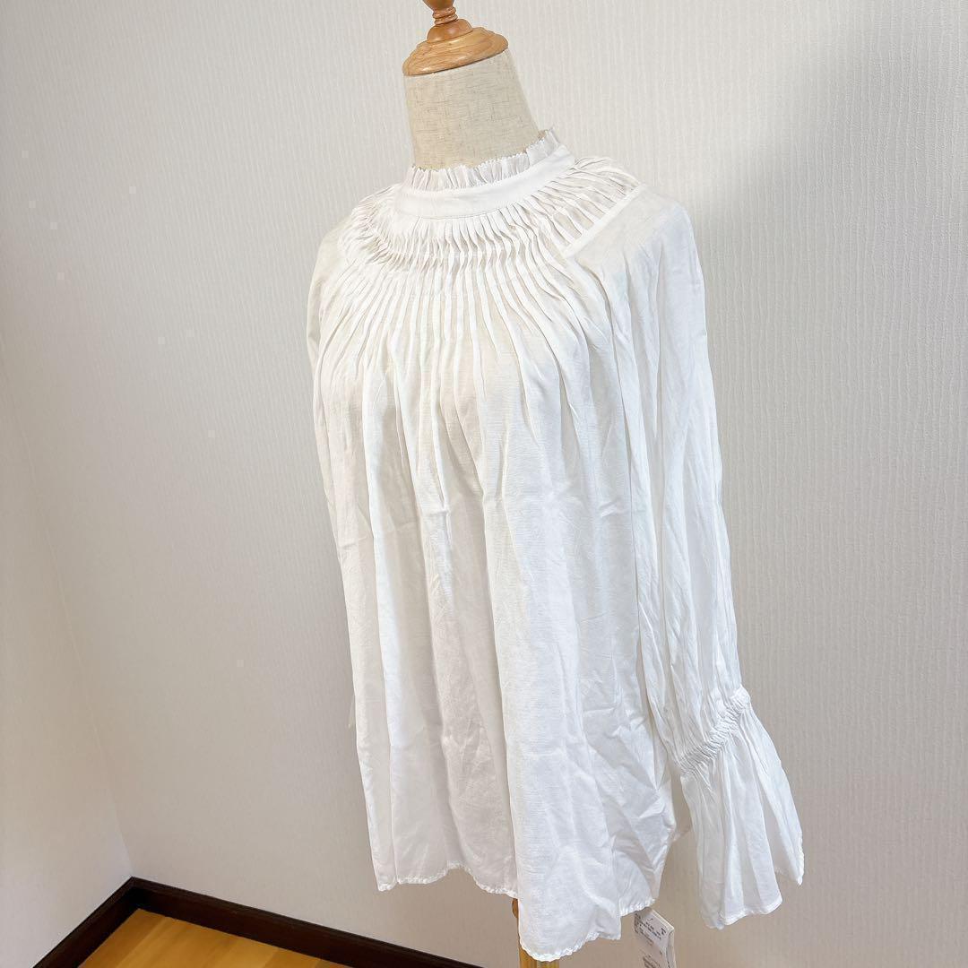 【未使用・タグ付】 スピックアンドスパン コットンボイルタックフリルブラウス