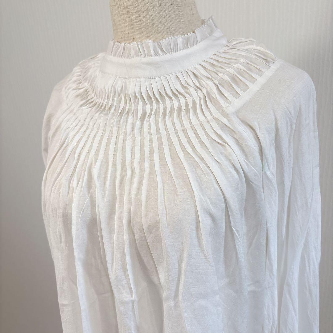 【未使用・タグ付】 スピックアンドスパン コットンボイルタックフリルブラウス