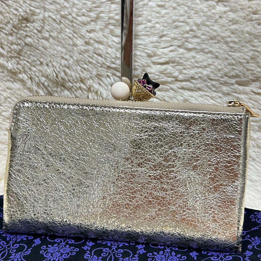 【新品・未使用】 ANNA SUI がま口財布 インザバスケット ゴールド 猫