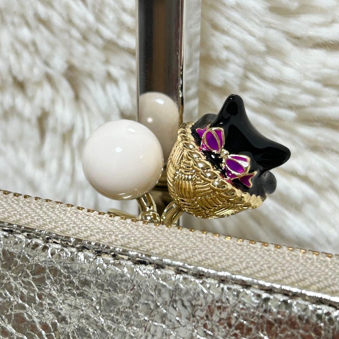【新品・未使用】 ANNA SUI がま口財布 インザバスケット ゴールド 猫