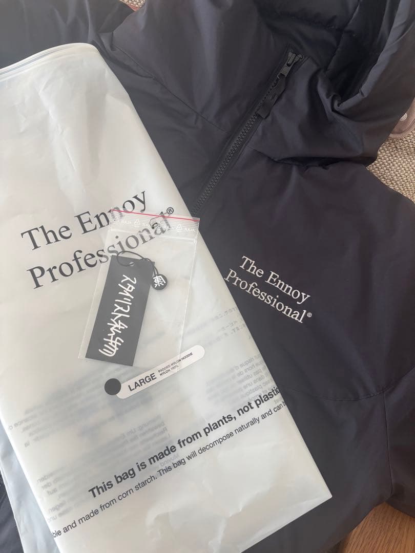 ENNOY PADDED NYLON HOODIE BLACK Ｌ