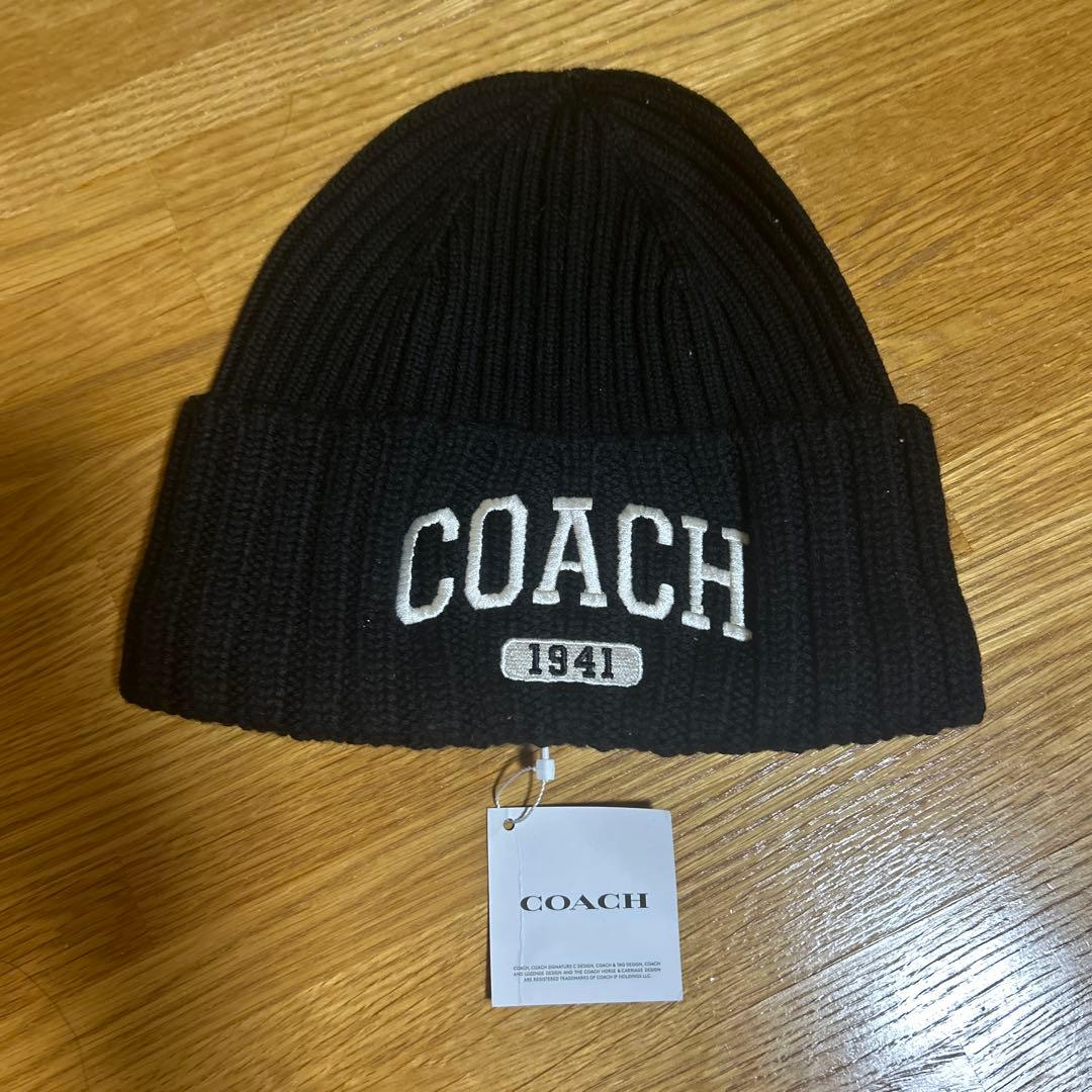 明日1月31日まで　最終価格現行品　新品COACH ブラック ニット帽