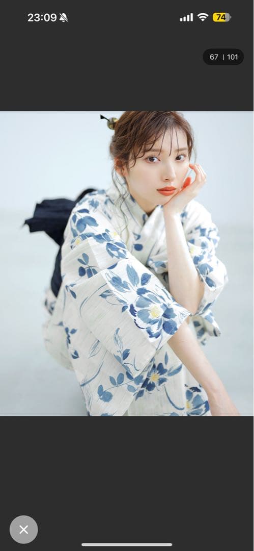 DITA 青い花柄の女性用浴衣・帯セット