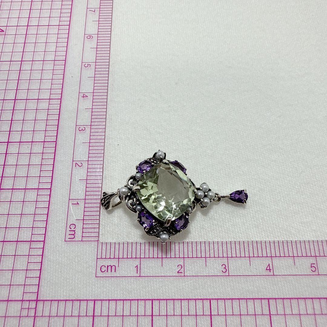 ロクザン SILVER925 アメジスト パール ペンダント ブローチ