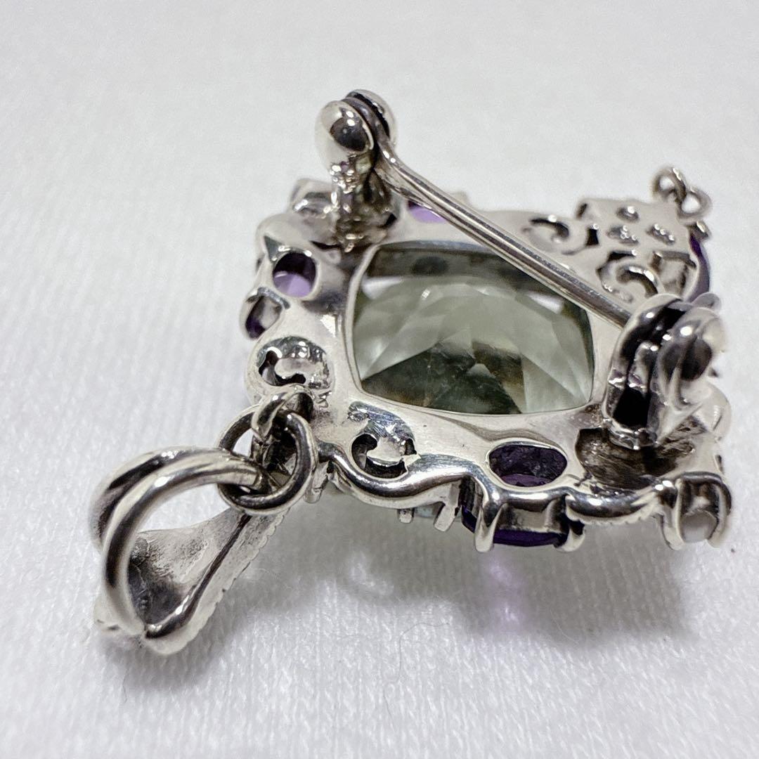 ロクザン SILVER925 アメジスト パール ペンダント ブローチ
