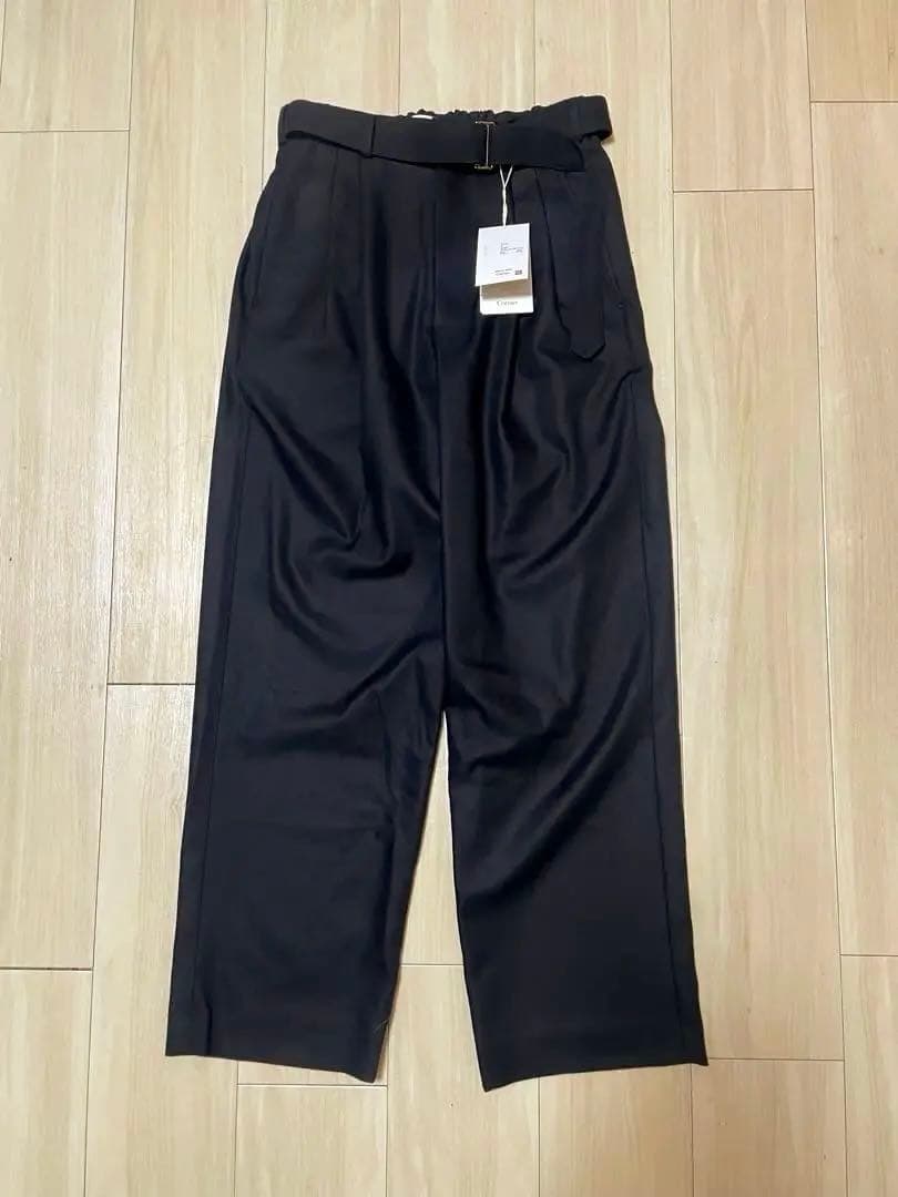 Super140's WOOL MAT BELTED PANTS サイズM