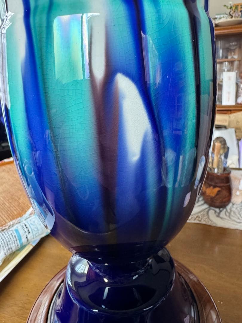 人間国宝　三代　徳田八十吉　燿彩杯　高さ36.5cm