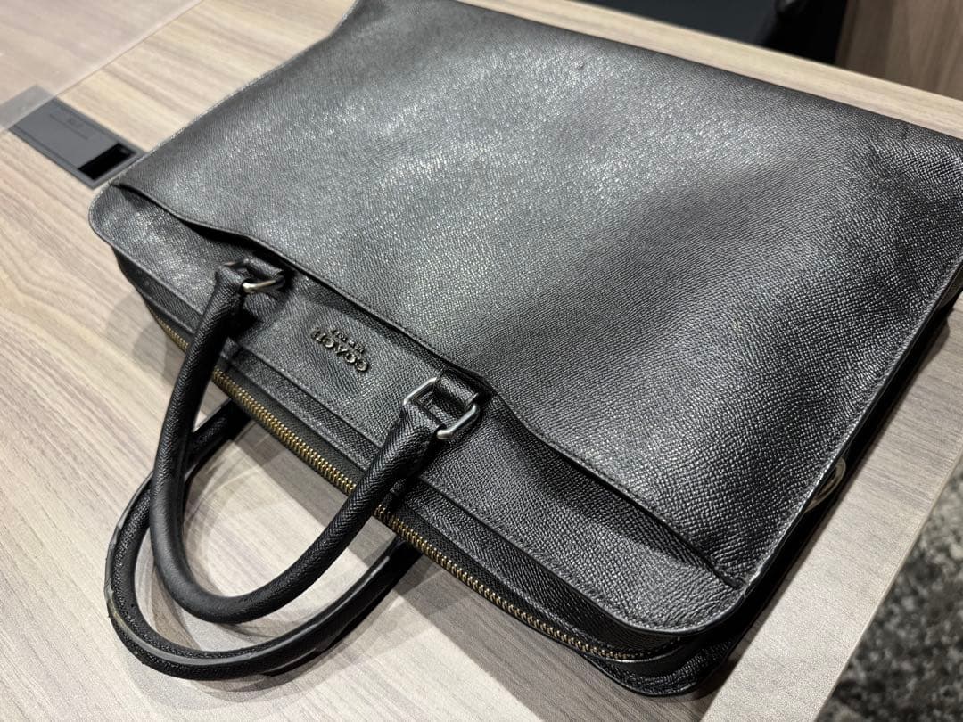 COACHブラックレザービジネスバッグ 黒
