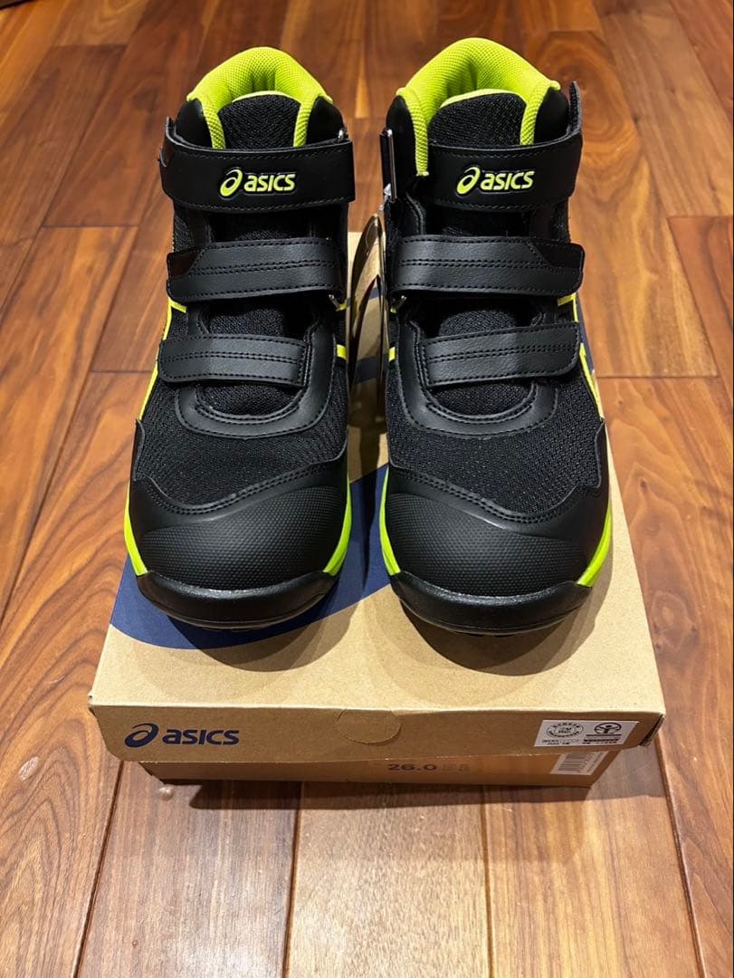 新品、未使用‼️ asics ハイカット安全靴 黒/黄緑