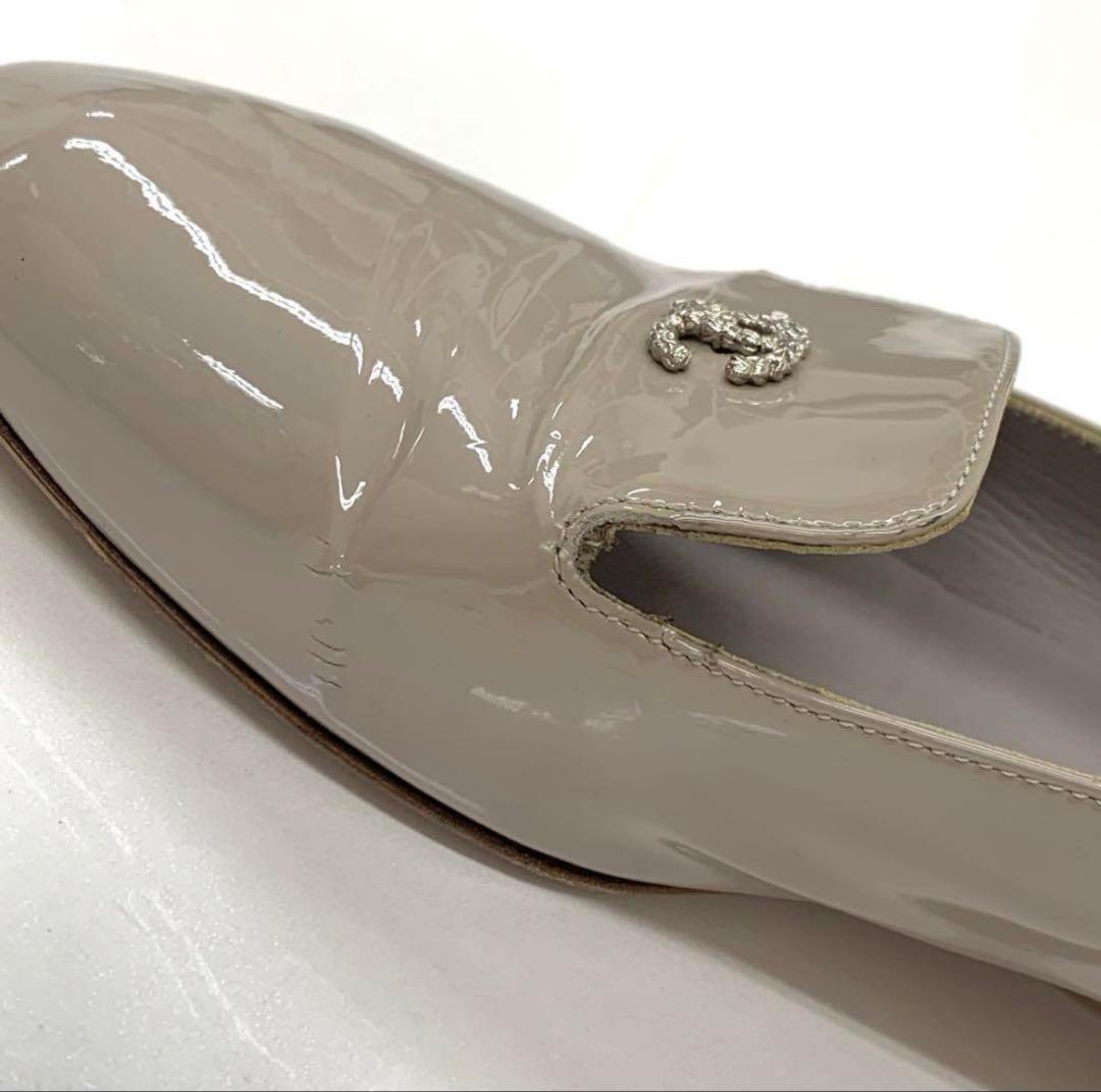 再値下げ❣️シャネル パテント ココマーク パール ローファー グレー