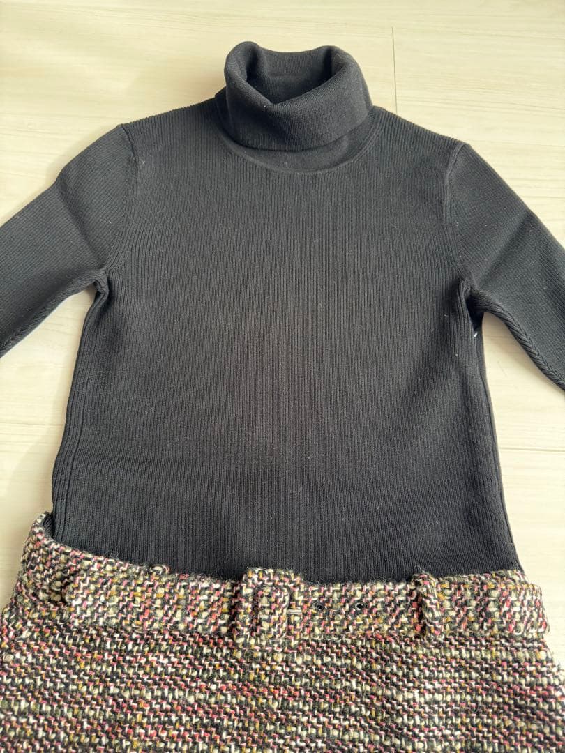 Theory セオリー　ドッキングワンピース　リブニット　ツイード