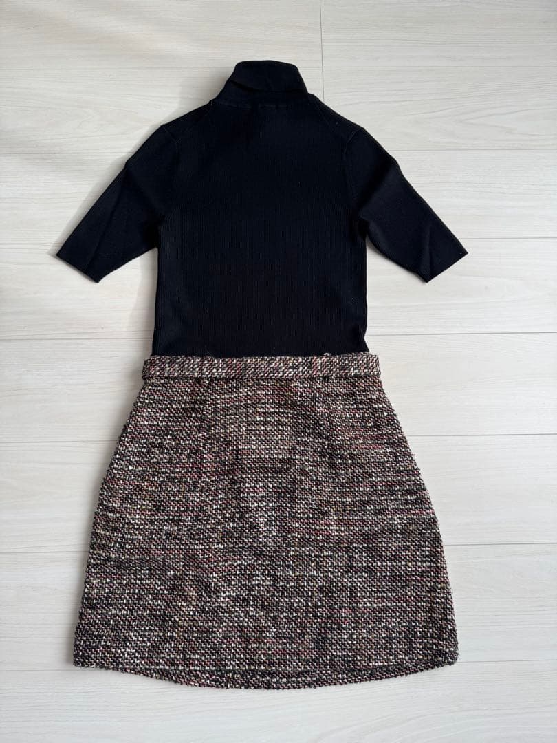 Theory セオリー　ドッキングワンピース　リブニット　ツイード