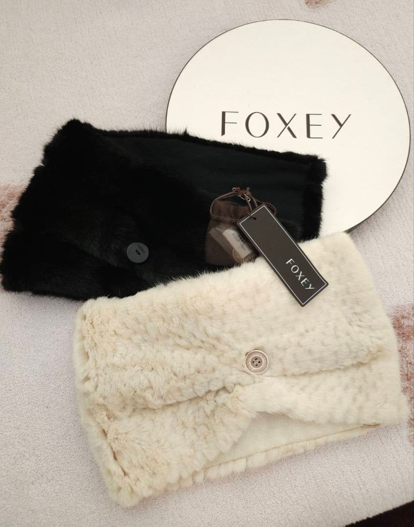 FOXEY ミンクカラー 極美品 ブラック ミンク×カシミア2way