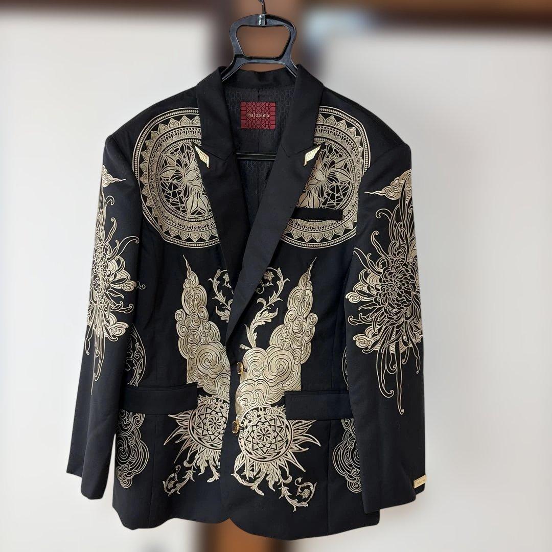 hazama タトゥー刺繍ジャケット　black×gold