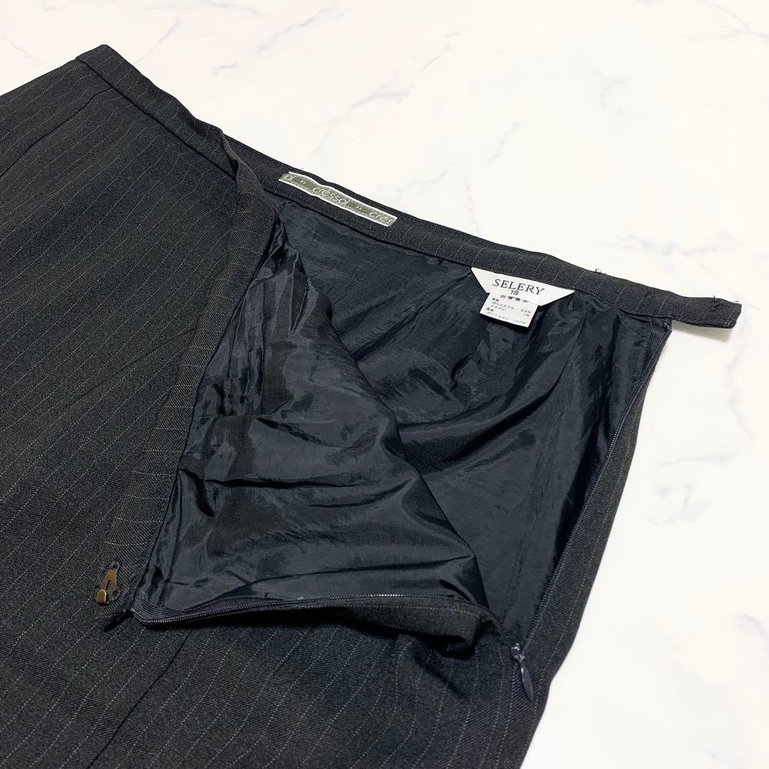 【洗える　特大4L！】セロリー　3ピースセットアップ　高級事務服　ストライプ