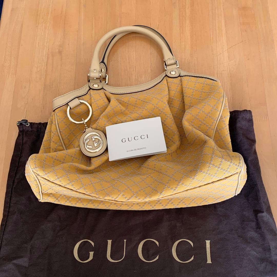 GUCCI イエロー キャンバスバッグ