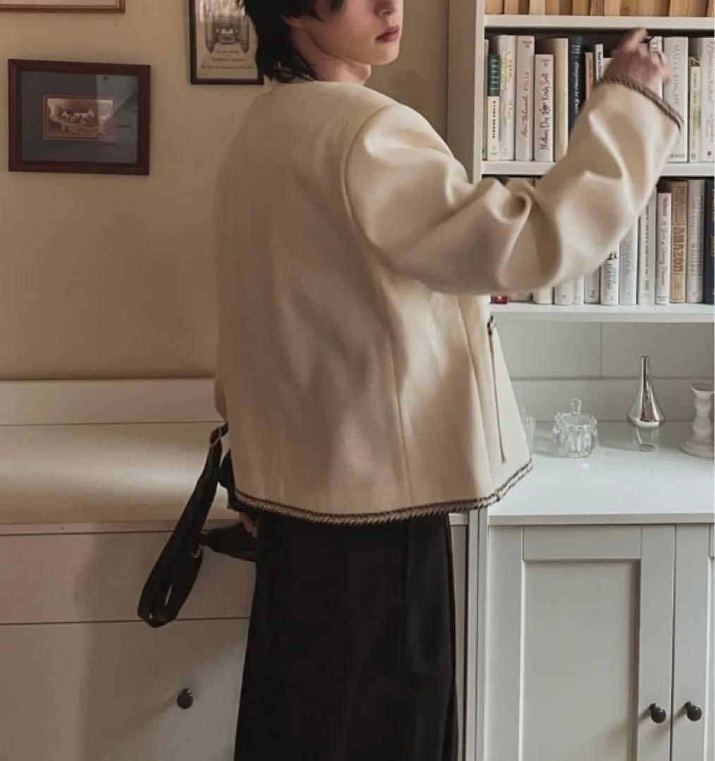 2plan リーフライン ツイードクロップジャケット