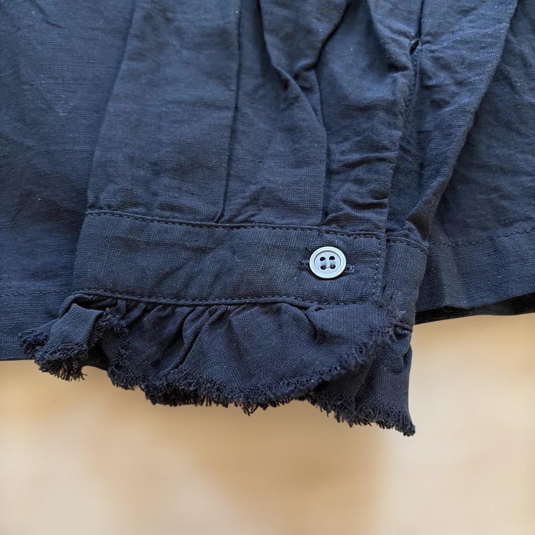 kagure かぐれ　コットンリネンフリルブラウス　黒　フリーサイズ　ユースド