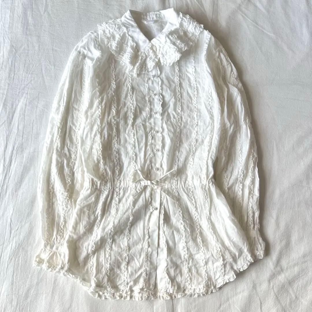 【高級】PINK HOUSE ピンクハウス フリル シャツ デザイン◎ ホワイト