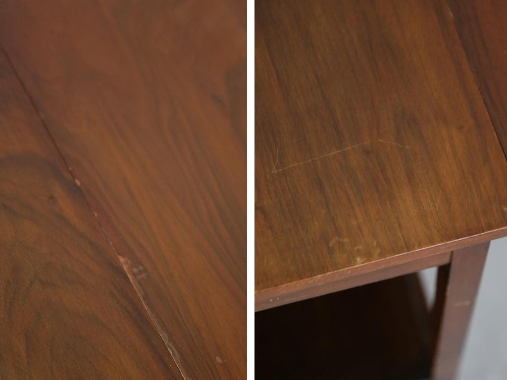 英国アンティーク木製ドロップリーフトロリーテーブル/収納式ワゴン机(89-197