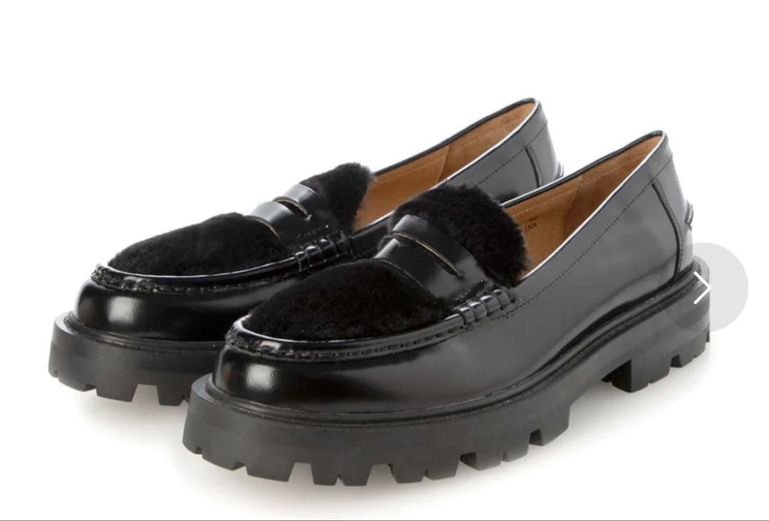 ARTESANOS黒 レザー ファー 厚底ローファー 新品未使用