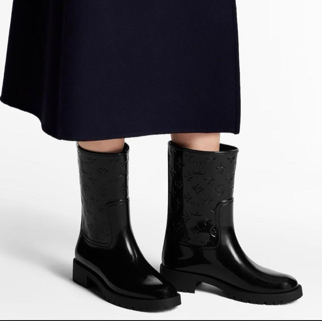 ルイヴィトン ドロップス ライン ラバー モノグラム ショートレインシューズ35