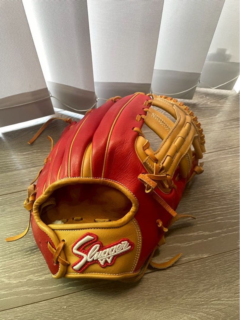 Slugger 野球グローブ レッド/ベージュ軟式用