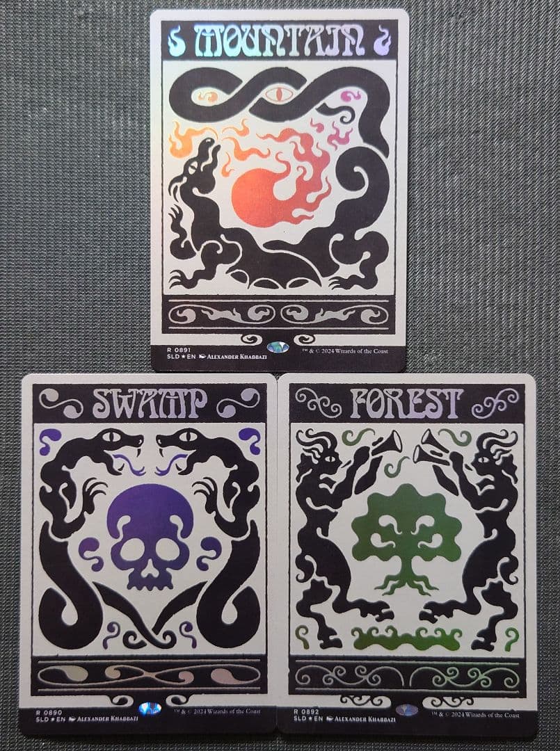 mtg 超稀少 3枚セット ボーダーレス 基本土地 sld FOIL