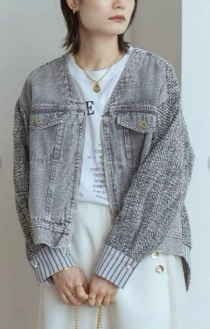 Eimee Law エイミーロウ　ツイード＆デニム　ジップジャケット　異素材切替
