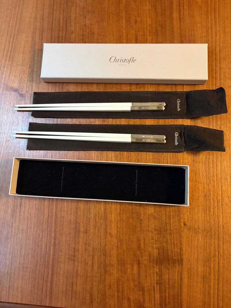 Christofle 製箸 2膳 専用ケース付き