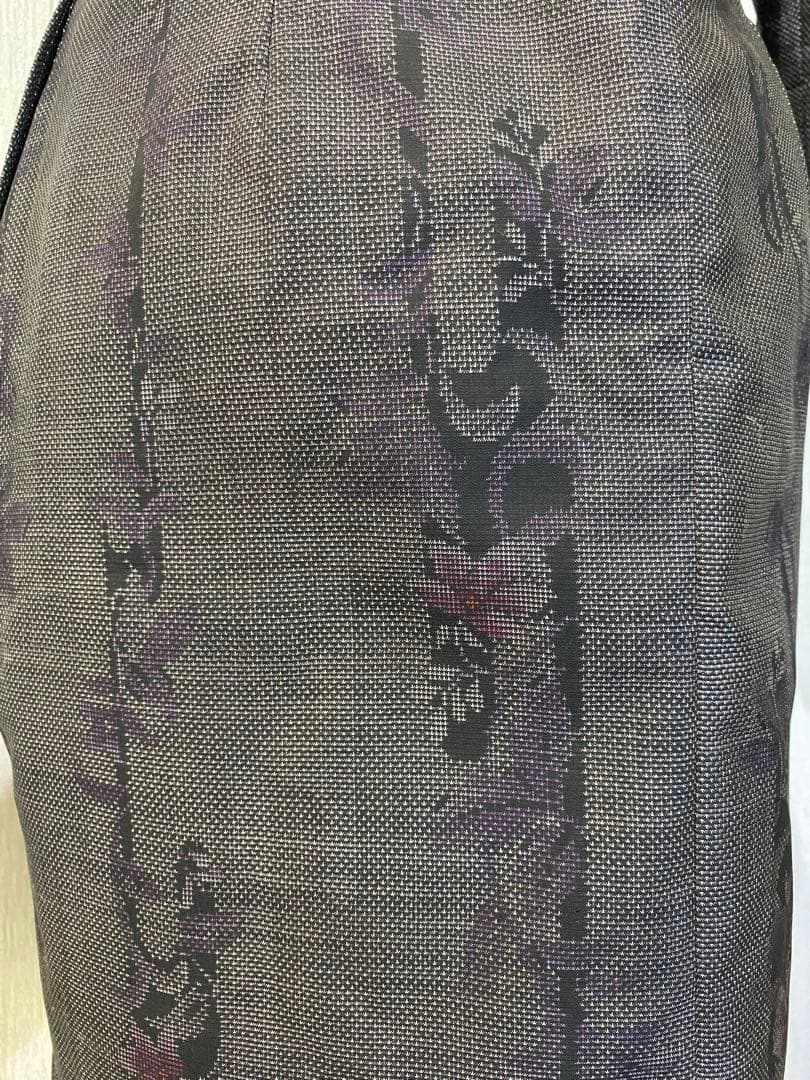 大島紬 正絹紬 2種使い タックたっぷりワンピース