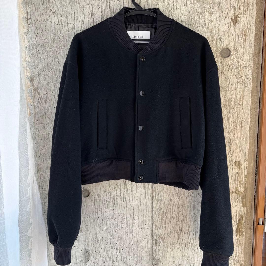 【美品】ASTRAET アストラット　メルトン　リブ ブルゾン ブラック