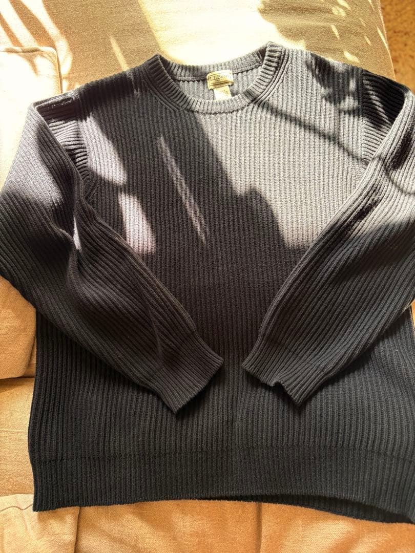 L.L.Bean ブラックリブ編みセーター