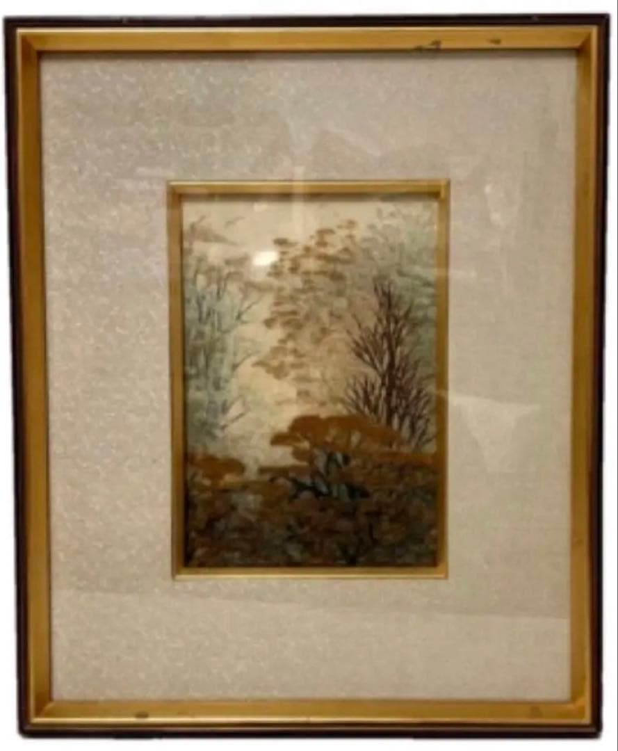 「樹」 山内一生 小原和紙工芸 貼り絵作家 額付き アート 絵画 r