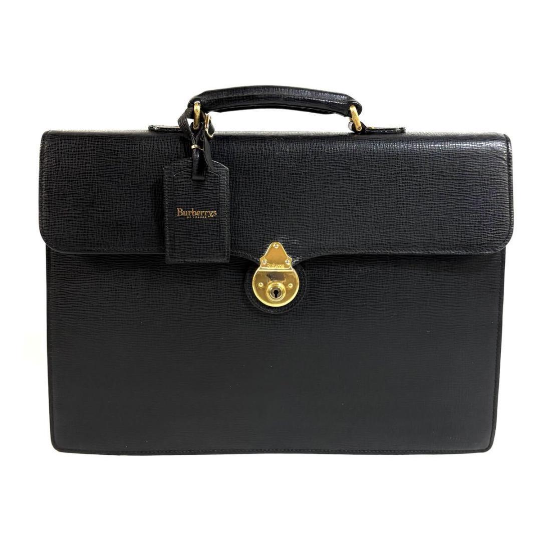 【美品】BURBERRY ビジネスバッグ ヴィンテージ ブラック ゴールド金具