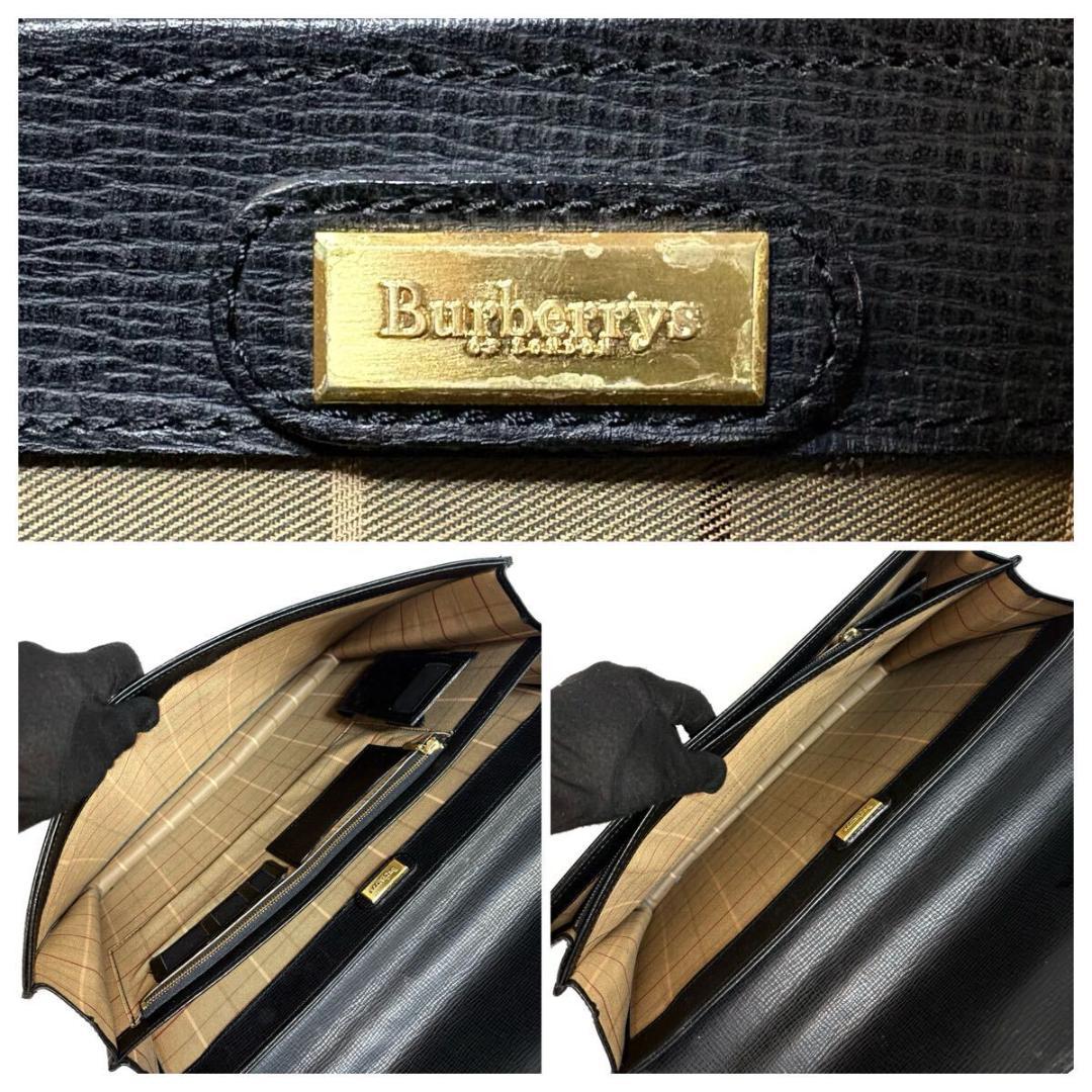 【美品】BURBERRY ビジネスバッグ ヴィンテージ ブラック ゴールド金具