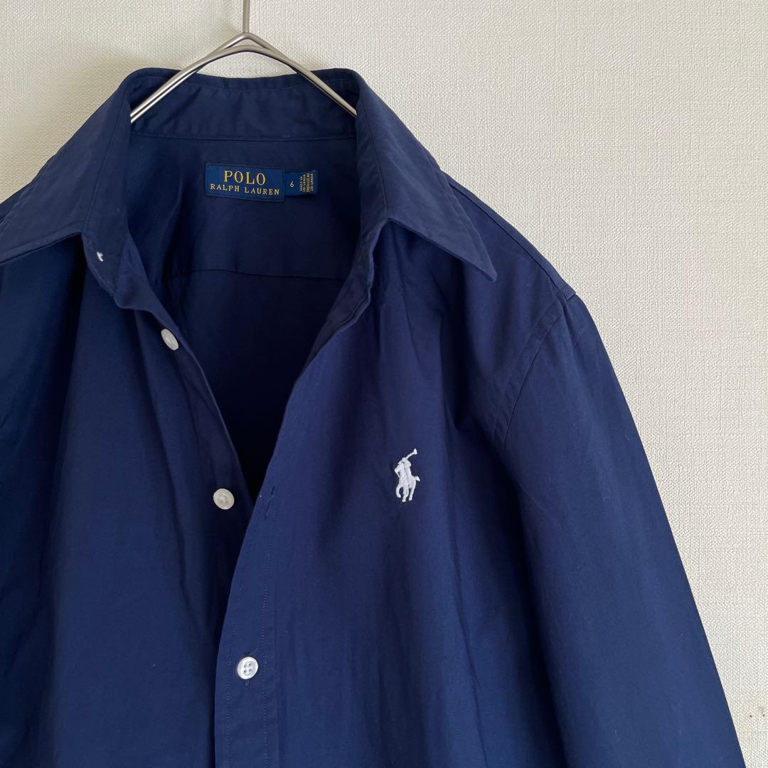 【希少人気★品の良いネイビー★未使用に近い】ラルフローレンドレスシャツ★サイズ6
