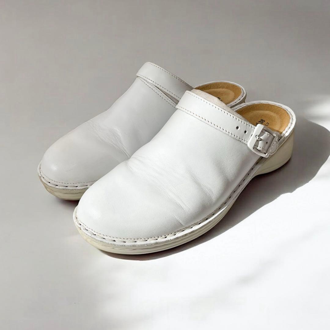 訳アリ NAOT IRIS サボサンダル ホワイト レザー ナオトアイリス 38