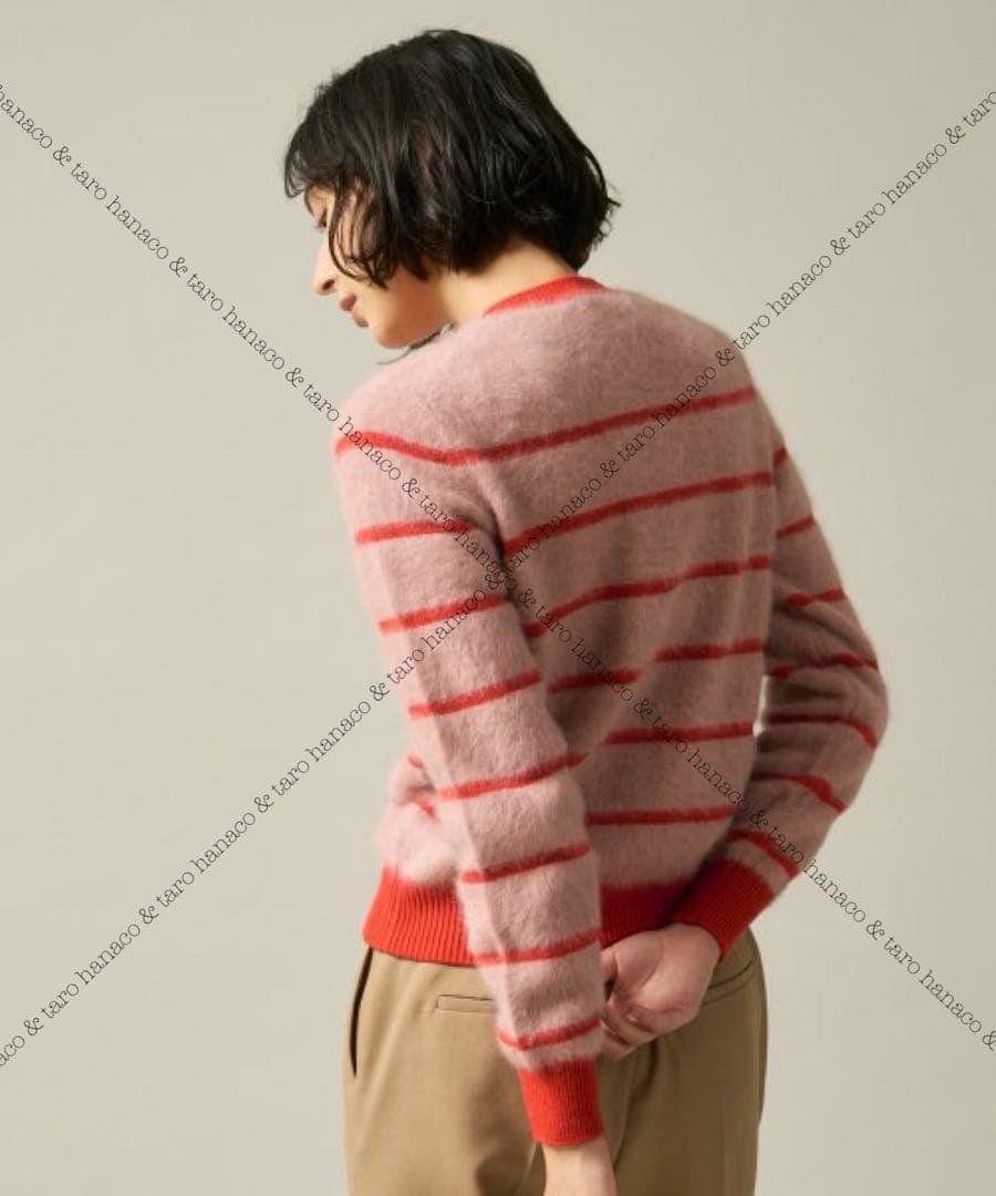 希少•美品【カシミヤmixウール／シャギーニット】アナイ／ボーダー柄カーディガン