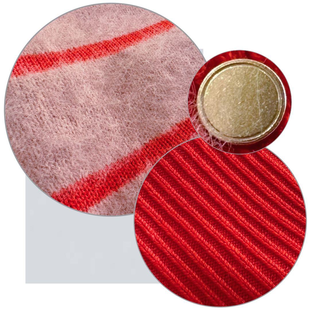 希少•美品【カシミヤmixウール／シャギーニット】アナイ／ボーダー柄カーディガン