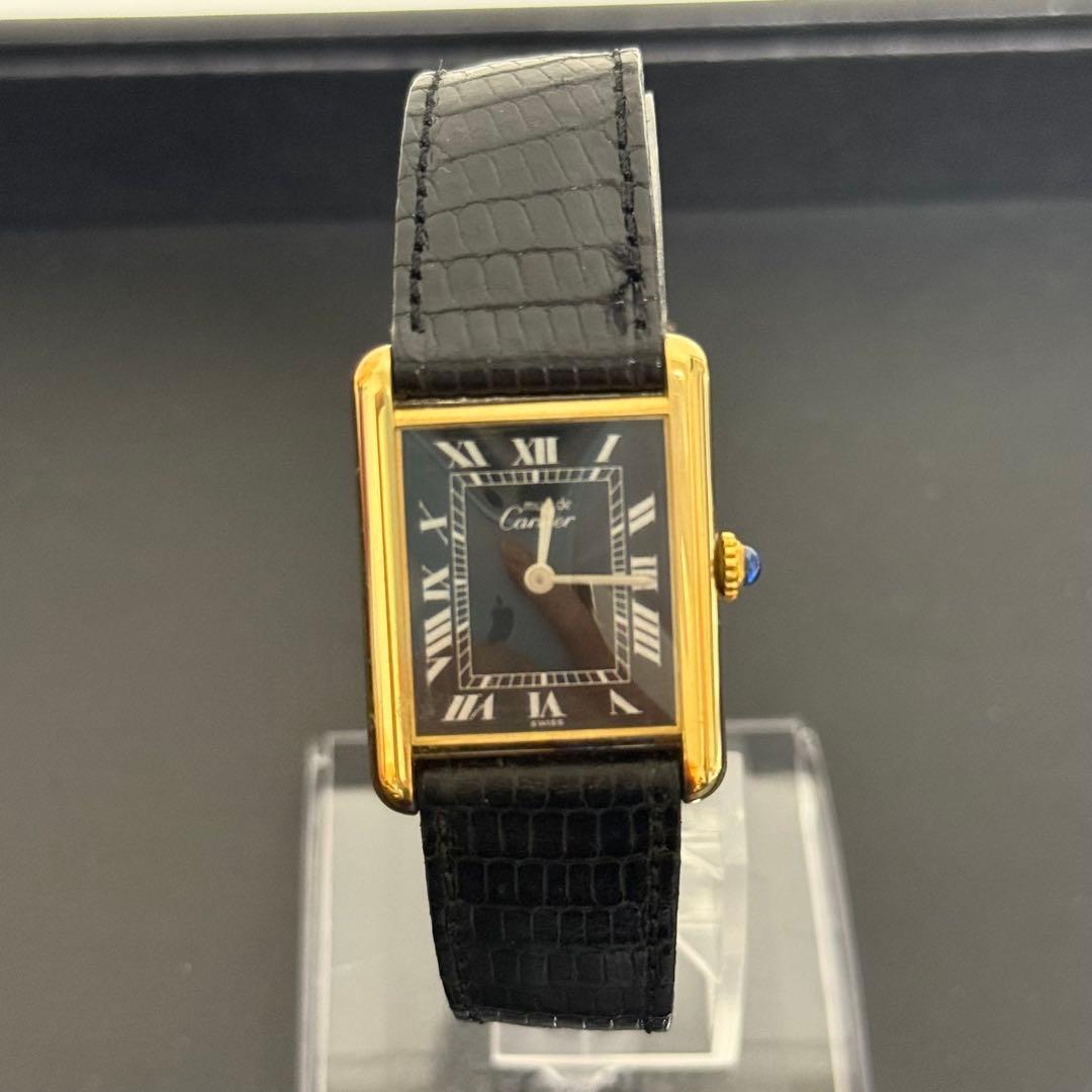 カルティエ Cartier マストタンク 黒文字盤 腕時計