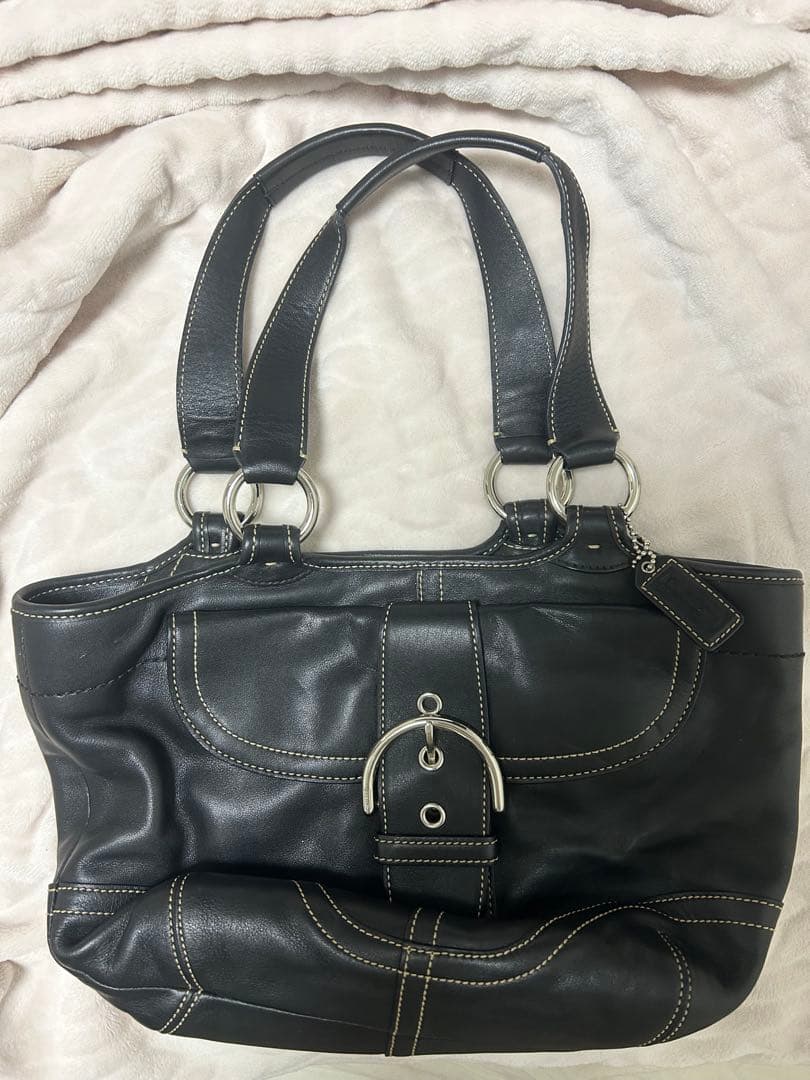COACH 黒レザー ハンドバッグ