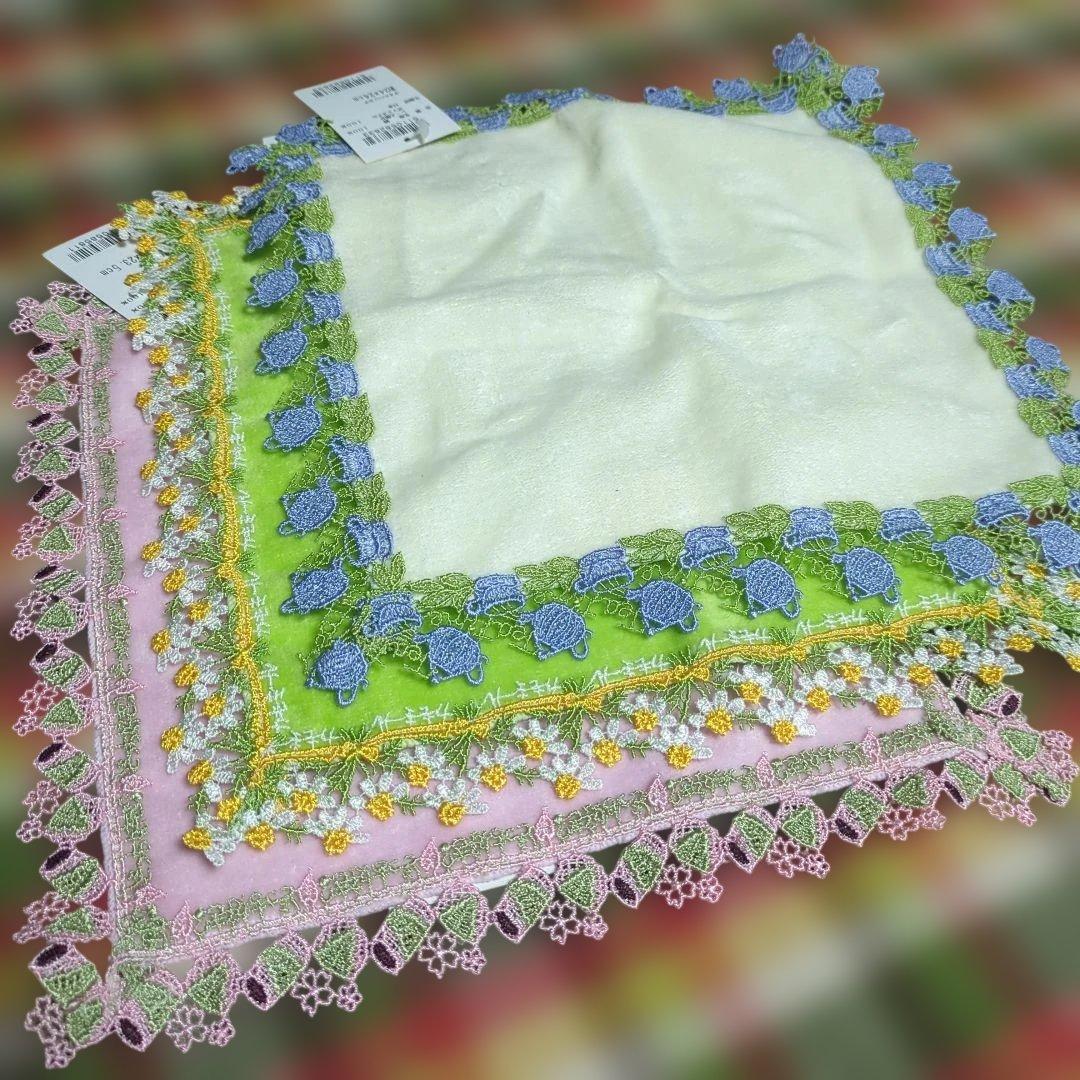 連休割　近沢レース　タオルハンカチ　ティータイム　カモミール　桜餅