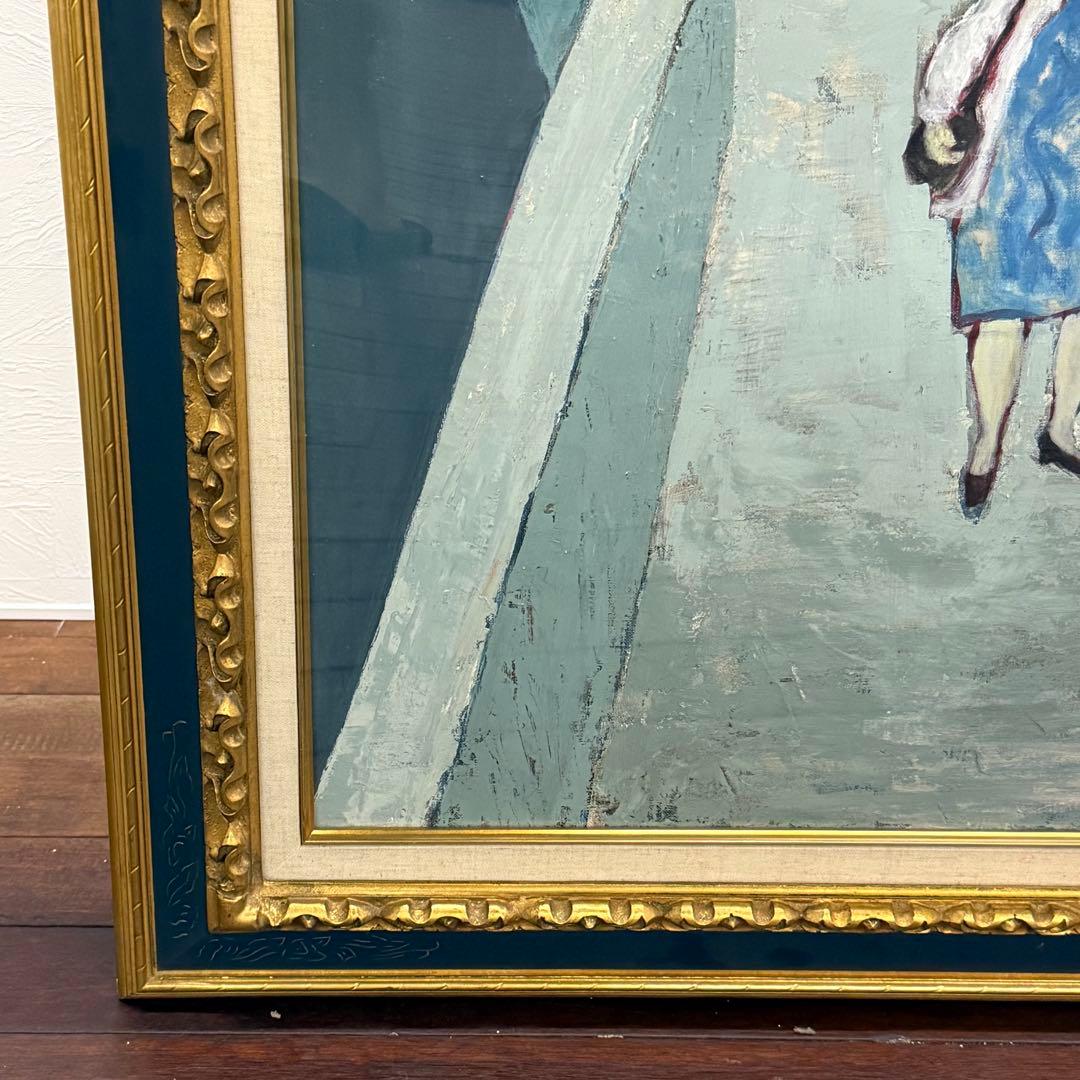 H15K62 サイン有り 藤岡隆子 ブリッジ 大作油彩画 60号