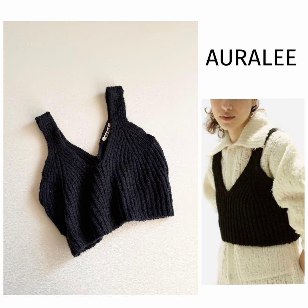 【オーラリー】ニットキャミソールビスチェ ビスチェ レイヤード キャメル ウール