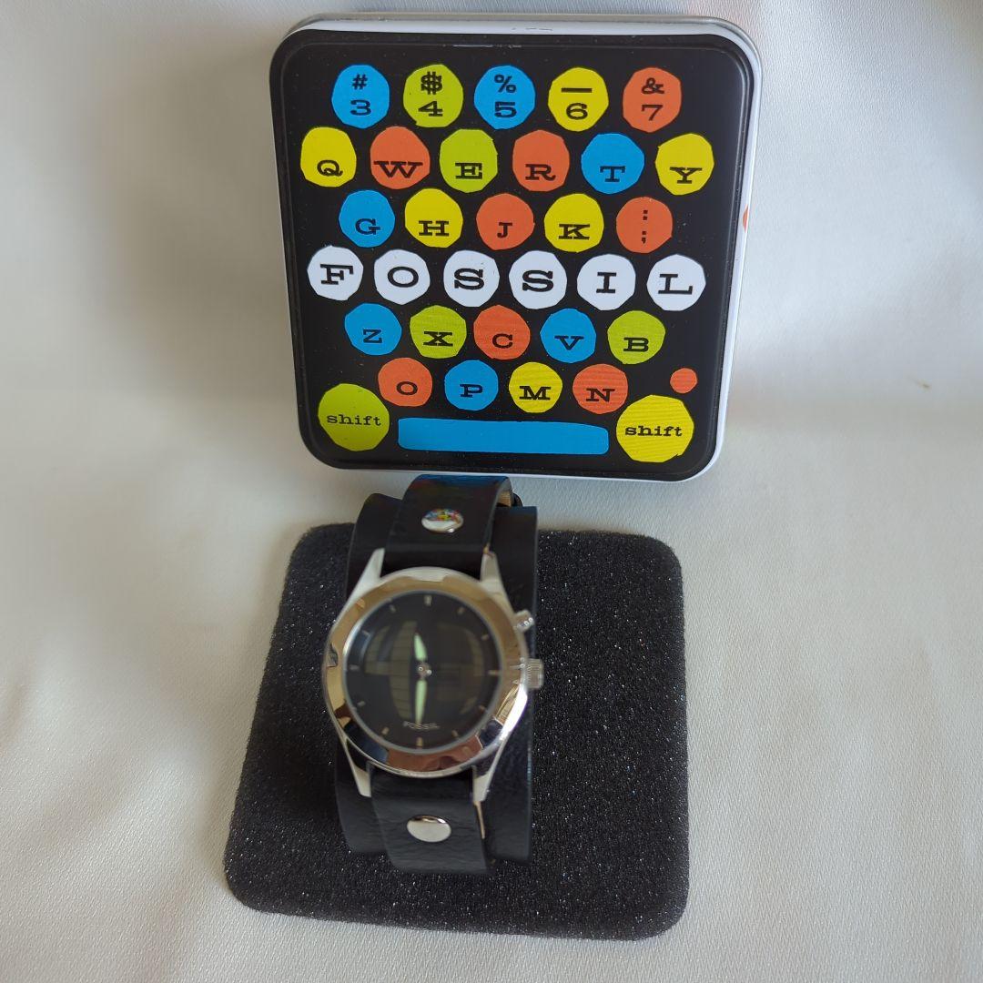 フォッシルFOSSIL BIG TIC腕時計レザーブラック美品