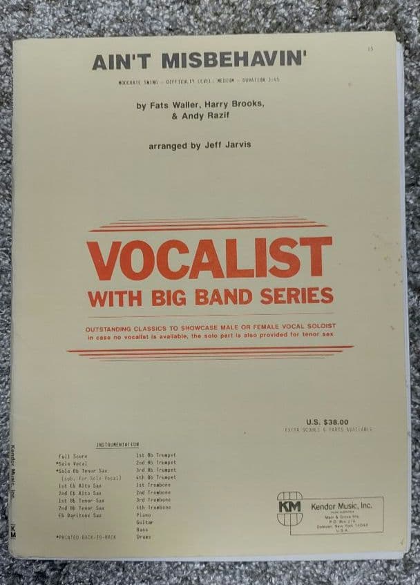 ボーカル　ビッグバンド譜面：Ain't Misbehavin'